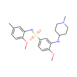 COc1ccc(S(=O)(=O)Nc2cc(C)ccc2OC)cc1NC1CCN(C)CC1 ZINC000058608413