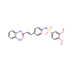 COc1ccc(S(=O)(=O)Nc2ccc(/C=C/C(=O)Nc3ccccc3N)cc2)cc1OC ZINC000013493390