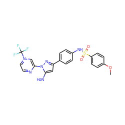 COc1ccc(S(=O)(=O)Nc2ccc(-c3cc(N)n(-c4c[n+](C(F)(F)F)ccn4)n3)cc2)cc1 ZINC000026377577
