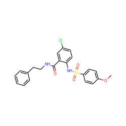 COc1ccc(S(=O)(=O)Nc2ccc(Cl)cc2C(=O)NCCc2ccccc2)cc1 ZINC000166305876