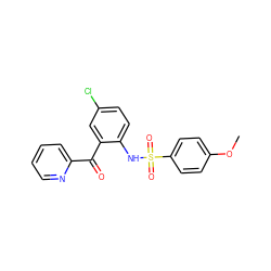 COc1ccc(S(=O)(=O)Nc2ccc(Cl)cc2C(=O)c2ccccn2)cc1 ZINC000038938611