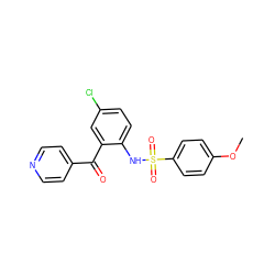 COc1ccc(S(=O)(=O)Nc2ccc(Cl)cc2C(=O)c2ccncc2)cc1 ZINC000036401121