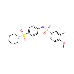 COc1ccc(S(=O)(=O)Nc2ccc(S(=O)(=O)N3CCCCC3)cc2)cc1C ZINC000001127589