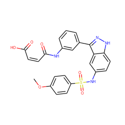 COc1ccc(S(=O)(=O)Nc2ccc3[nH]nc(-c4cccc(NC(=O)/C=C\C(=O)O)c4)c3c2)cc1 ZINC001772582799