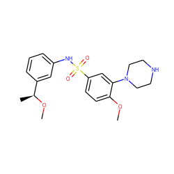 COc1ccc(S(=O)(=O)Nc2cccc([C@H](C)OC)c2)cc1N1CCNCC1 ZINC000095574760