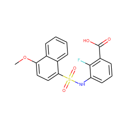 COc1ccc(S(=O)(=O)Nc2cccc(C(=O)O)c2F)c2ccccc12 ZINC000427351644