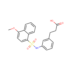 COc1ccc(S(=O)(=O)Nc2cccc(CCC(=O)O)c2)c2ccccc12 ZINC001607289878
