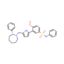 COc1ccc(S(=O)(=O)Nc2ccccc2)cc1-c1ccc(CN2CCCCC[C@@H]2c2ccccc2)[nH]1 ZINC000027552346