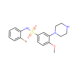 COc1ccc(S(=O)(=O)Nc2ccccc2Br)cc1N1CCNCC1 ZINC000027655400