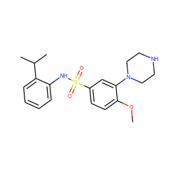 COc1ccc(S(=O)(=O)Nc2ccccc2C(C)C)cc1N1CCNCC1 ZINC000027649612