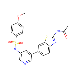 COc1ccc(S(=O)(=O)Nc2cncc(-c3ccc4nc(NC(C)=O)sc4c3)c2)cc1 ZINC000071318677