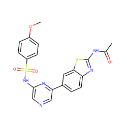 COc1ccc(S(=O)(=O)Nc2cncc(-c3ccc4nc(NC(C)=O)sc4c3)n2)cc1 ZINC000071316825