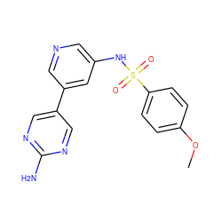 COc1ccc(S(=O)(=O)Nc2cncc(-c3cnc(N)nc3)c2)cc1 ZINC000073169143