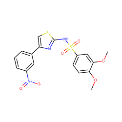 COc1ccc(S(=O)(=O)Nc2nc(-c3cccc([N+](=O)[O-])c3)cs2)cc1OC ZINC000001546077