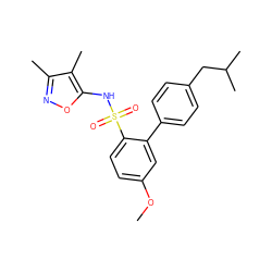 COc1ccc(S(=O)(=O)Nc2onc(C)c2C)c(-c2ccc(CC(C)C)cc2)c1 ZINC000013782454