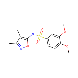 COc1ccc(S(=O)(=O)Nc2onc(C)c2C)cc1OC ZINC000026479078