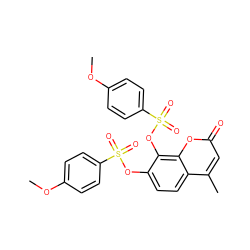 COc1ccc(S(=O)(=O)Oc2ccc3c(C)cc(=O)oc3c2OS(=O)(=O)c2ccc(OC)cc2)cc1 ZINC001772579520