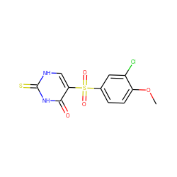 COc1ccc(S(=O)(=O)c2c[nH]c(=S)[nH]c2=O)cc1Cl ZINC000012471136