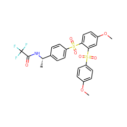 COc1ccc(S(=O)(=O)c2cc(OC)ccc2S(=O)(=O)c2ccc([C@H](C)NC(=O)C(F)(F)F)cc2)cc1 ZINC000001490839