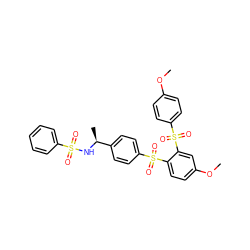 COc1ccc(S(=O)(=O)c2cc(OC)ccc2S(=O)(=O)c2ccc([C@H](C)NS(=O)(=O)c3ccccc3)cc2)cc1 ZINC000028332768