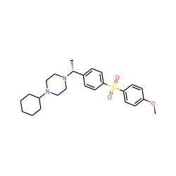 COc1ccc(S(=O)(=O)c2ccc([C@@H](C)N3CCN(C4CCCCC4)CC3)cc2)cc1 ZINC000022924568
