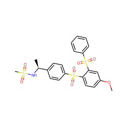 COc1ccc(S(=O)(=O)c2ccc([C@H](C)NS(C)(=O)=O)cc2)c(S(=O)(=O)c2ccccc2)c1 ZINC000028527173