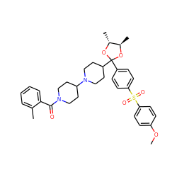 COc1ccc(S(=O)(=O)c2ccc(C3(C4CCN(C5CCN(C(=O)c6ccccc6C)CC5)CC4)O[C@H](C)[C@@H](C)O3)cc2)cc1 ZINC000027100749