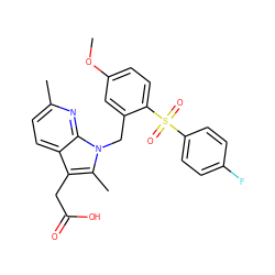 COc1ccc(S(=O)(=O)c2ccc(F)cc2)c(Cn2c(C)c(CC(=O)O)c3ccc(C)nc32)c1 ZINC000653739136