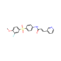 COc1ccc(S(=O)(=O)c2ccc(NC(=O)/C=C/c3cccnc3)cc2)cc1F ZINC000142507951