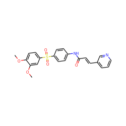 COc1ccc(S(=O)(=O)c2ccc(NC(=O)/C=C/c3cccnc3)cc2)cc1OC ZINC000142610075