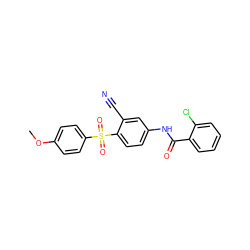 COc1ccc(S(=O)(=O)c2ccc(NC(=O)c3ccccc3Cl)cc2C#N)cc1 ZINC000001404339