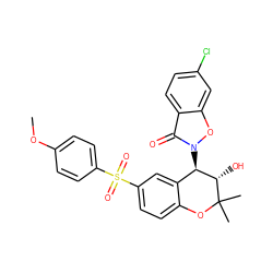 COc1ccc(S(=O)(=O)c2ccc3c(c2)[C@@H](n2oc4cc(Cl)ccc4c2=O)[C@H](O)C(C)(C)O3)cc1 ZINC000040951576
