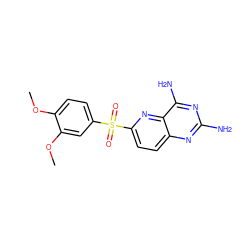 COc1ccc(S(=O)(=O)c2ccc3nc(N)nc(N)c3n2)cc1OC ZINC000003814944