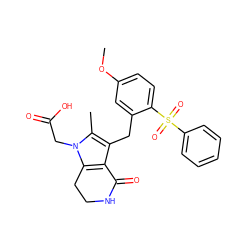 COc1ccc(S(=O)(=O)c2ccccc2)c(Cc2c3c(n(CC(=O)O)c2C)CCNC3=O)c1 ZINC000205450958