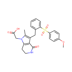 COc1ccc(S(=O)(=O)c2ccccc2Cc2c3c(n(CC(=O)O)c2C)CCNC3=O)cc1 ZINC000205457349