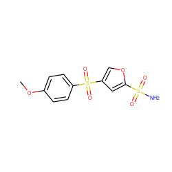 COc1ccc(S(=O)(=O)c2coc(S(N)(=O)=O)c2)cc1 ZINC000013727939