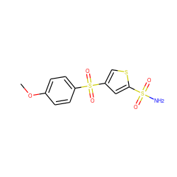 COc1ccc(S(=O)(=O)c2csc(S(N)(=O)=O)c2)cc1 ZINC000013727875