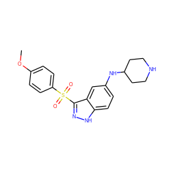 COc1ccc(S(=O)(=O)c2n[nH]c3ccc(NC4CCNCC4)cc23)cc1 ZINC000035279660