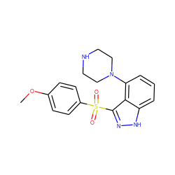 COc1ccc(S(=O)(=O)c2n[nH]c3cccc(N4CCNCC4)c23)cc1 ZINC000064447104