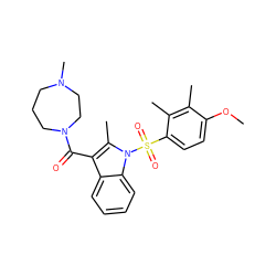 COc1ccc(S(=O)(=O)n2c(C)c(C(=O)N3CCCN(C)CC3)c3ccccc32)c(C)c1C ZINC000071333628