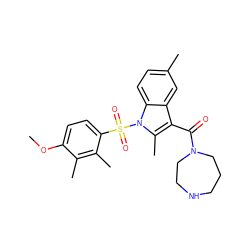 COc1ccc(S(=O)(=O)n2c(C)c(C(=O)N3CCCNCC3)c3cc(C)ccc32)c(C)c1C ZINC000071340583