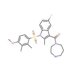 COc1ccc(S(=O)(=O)n2c(C)c(C(=O)N3CCCNCC3)c3cc(F)ccc32)c(C)c1C ZINC000071340618