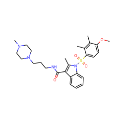 COc1ccc(S(=O)(=O)n2c(C)c(C(=O)NCCCN3CCN(C)CC3)c3ccccc32)c(C)c1C ZINC000071341420