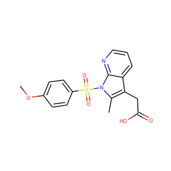 COc1ccc(S(=O)(=O)n2c(C)c(CC(=O)O)c3cccnc32)cc1 ZINC000035846479