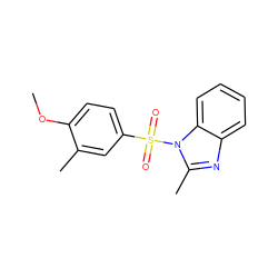 COc1ccc(S(=O)(=O)n2c(C)nc3ccccc32)cc1C ZINC000004302588
