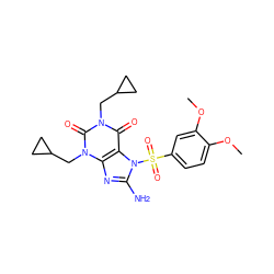 COc1ccc(S(=O)(=O)n2c(N)nc3c2c(=O)n(CC2CC2)c(=O)n3CC2CC2)cc1OC ZINC000000605561