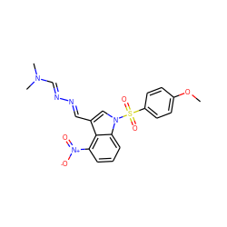 COc1ccc(S(=O)(=O)n2cc(/C=N/N=C/N(C)C)c3c([N+](=O)[O-])cccc32)cc1 ZINC000205819558