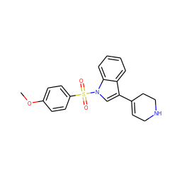 COc1ccc(S(=O)(=O)n2cc(C3=CCNCC3)c3ccccc32)cc1 ZINC000028129986