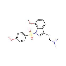 COc1ccc(S(=O)(=O)n2cc(CCN(C)C)c3cccc(OC)c32)cc1 ZINC000026389502