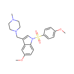 COc1ccc(S(=O)(=O)n2cc(CN3CCN(C)CC3)c3cc(OC)ccc32)cc1 ZINC000034207303